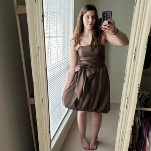 David's bridal brown strapless bubble dress